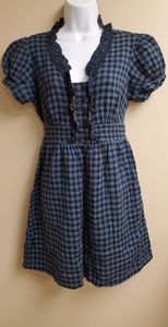 Charlotte Russe Blue Plaid Doll House Dress Large